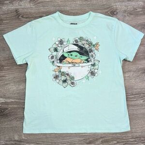 Star Wars The Mandalorian Floral Baby Yoda Grogu T-Shirt Size Large